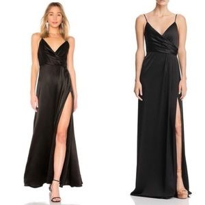 Jill Jill Stuart / Black Satin Strappy Wrap Gown Size 12